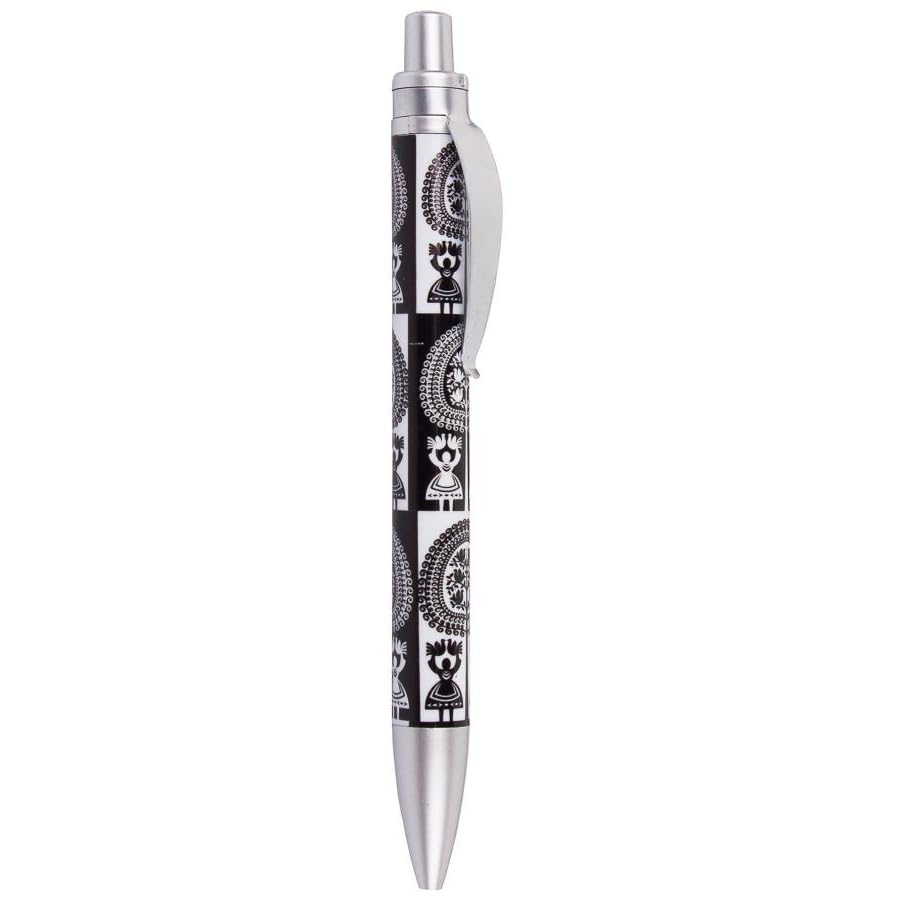 Automatic Ballpoint Pen Blue Ink with Poland Folk Art Designs, Home, Office, Education, Stationary Shop, Smooth Writing - Beautiful Small Gift Souvenir from Poland (Kurpiowski, Blue)