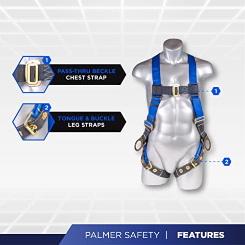 Image of Construction Harness 5 Point Adjustment, Back D-Ring, Grommet Legs, Multiple Styles I OSHA ANSI Compliant