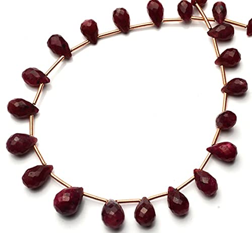 Corindon rubis naturel facetté en forme de larmes briolettes de 5x8-7x10mm pour bijoux en pierres