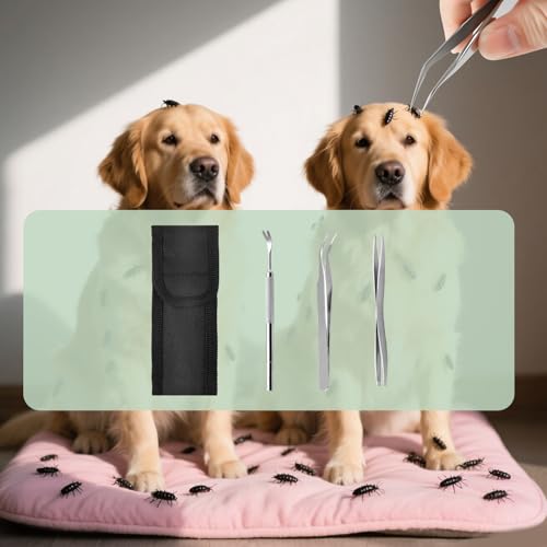 WQDD STANPET Zeckenzange Set 3-teilig mit Aufbewahrungstasche – Edelstahl Zeckenpinzette & Zeckenhaken, Zeckenentferner für Hund, Katze & Mensch – Präzise, Rostfrei