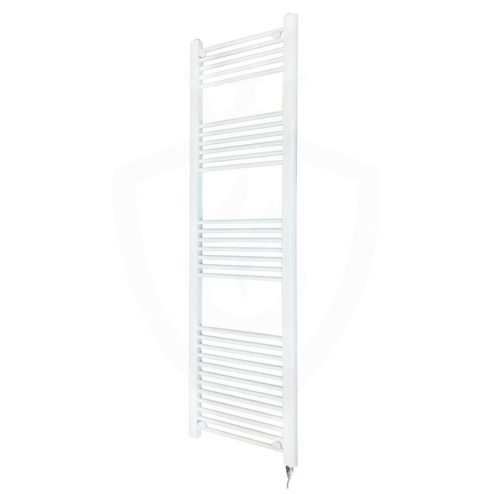 Valve Kings Heated Electric Straight White Towel Rails Single Heat Prefilled - 1800mm (h) x 500mm (w) With 600w Element