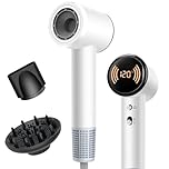 Hair Dryer, Ionic Hairdryer, Travel Hairdryer with Diffuser, Digital Temperature Display, 110,000 RPM High Speed Brushless Motor, Low Nois, Hairdryers for Women Man, Hairdryer for Fast Drying
