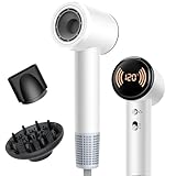 Hair Dryer with Diffuser, Ionic Travel Hairdryer with 110,000 RPM High-Speed Motor for Fast Drying, 1600W Lightweight Blow Dryer with Concentrator for Women Men, Professional Salon Home