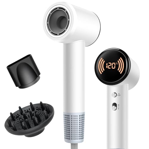 Föhn mit Diffusor Ionen Reisefön Haartrockner 1600W mit 110.000 U/min Motor für Leise Schnelles Trocknen Klein Leicht Fön mit Stylingdüse für Damen Herren Professioneller Salon-Föhn für Zuhause