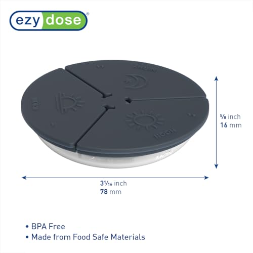 Image of Ezy Dose Weekly (7-Day) Daily Pill Case, Medicine Planner, Vitamin Organizer Container, Compact Round Containers with Flexible Lids and Removable Compartments, 3 Times a Day, Soft Black, BPA Free
