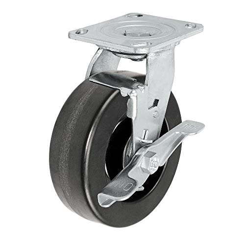 6" X 2" Heavy Duty Toolbox Caster Set Of 4 With Phenolic Wheels, 4,800 Lbs Capacity Per Set Of 4, 2 Swivels With Locking Brakes And 2 Rigid Casters, Casterhq Brand #TOP1