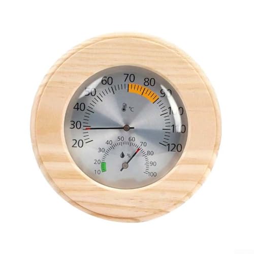 Termoigrometro per sauna in legno, 2 in 1, misuratore di temperatura e umidità ad alta precisione, con gancio, adatto per bagno turco, sauna (puntatore nero)