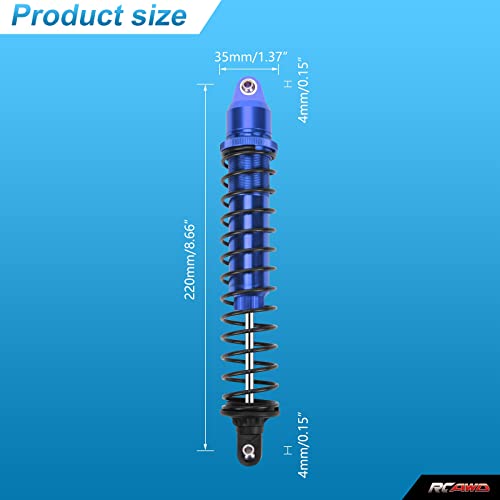 Rcawd Rc Shock Absorber For X-Maxx 1/5 1/6 Upgrades, Adjustable Rc Shocks Damper With Spring, Hop Ups Parts For #7761, 77086-4 Blue #TOP1