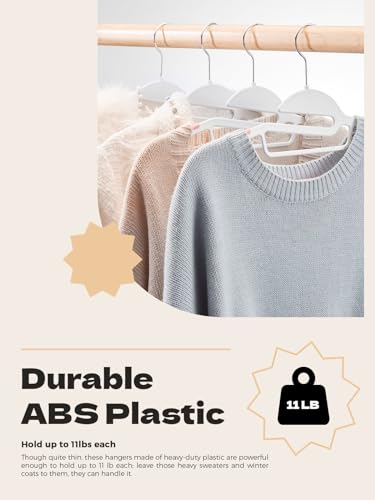 Image of HOUSE DAY Slim Plastic Hangers with Non Slip Rubber Pads, 100 Pack, Pink | Space saving closet organizer, heavy duty S-shape, rubber grip pads help keep shirts, suits, coats, pants, skirts in place
