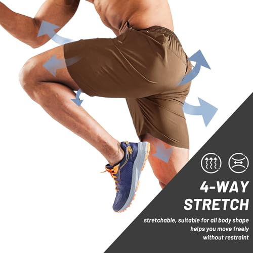 Image of MIER Men's Quick Dry Running Shorts with Zipper Pocket Elastic Waist Athletic Workout Exercise Shorts