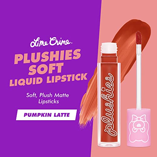 Lime Crime Plushies Soft Matte Lipstick, Pumpkin Latte (Brick Red) - Blackberry Candy Scent - Plush, Long Lasting & High Comfort For All-Day Wear - Talc-Free & Paraben-Free #TOP1