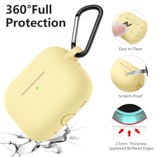 Lerobo for AirPods Pro 3 Case Cover, Durable Protective Silicone Cover Compatible with Apple AirPods Pro 3rd Generation Case 2025 for Women,Cover Accessories with Keychain,Led Visible,Cream Yellow by Lerobo - Used condition - Image 2