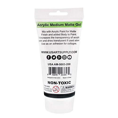 U.s. Art Supply Clear Gel Medium Matte Acrylic Medium, 200Ml Tube - Use To Create Transparent Colors #TOP5