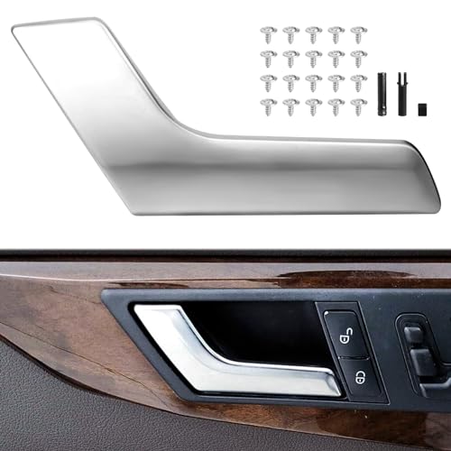 Interior (Metal) Front / Rear Left Driver Side Matte Silver Door Handle Repair Kit Compatible with Mercedes Benz W204 X204 C250 C300 C350 C400 C63 AMG GLK250 GLK300 GLK350 For# 2047201763, 2047201171