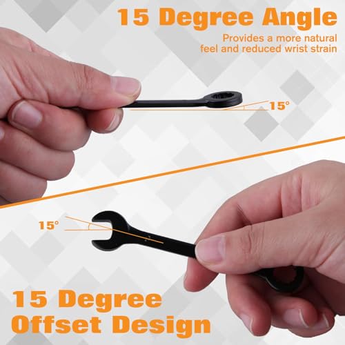 GOLD DEER 20PCS Mini Wrench Set Standard Metric and SAE 4mm-11mm & 5/32"-7/16" Open End and Box End Combination Wrench Set Super with Portable Pouch and Key Rings, Black Electrophoretic Coating by GOLD DEER - Image 2