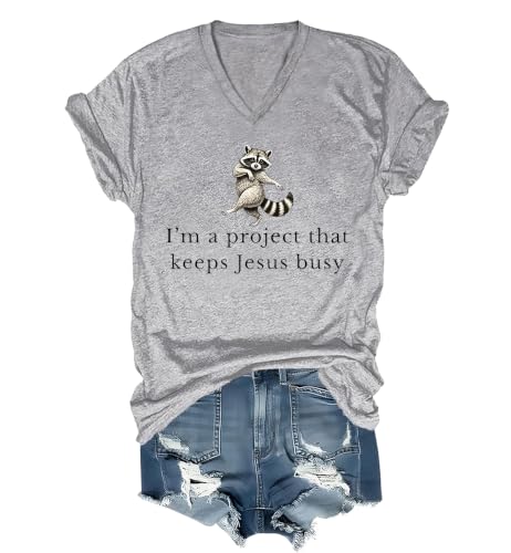 I'm A Project that Keeps Jesus Busy Shirt Funny Christian Raccoon Shirt