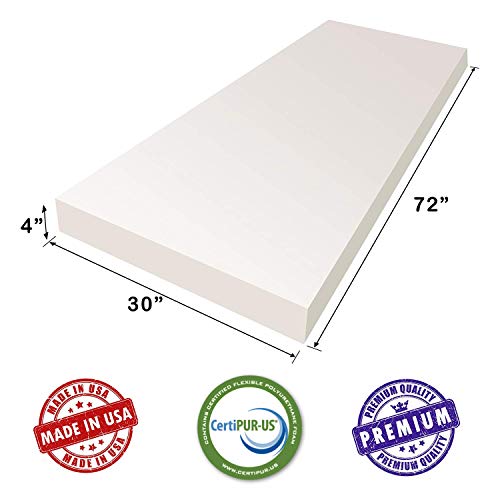 Upholstery Foam 4" Thick, 30" Wide x 72" Long Medium Density