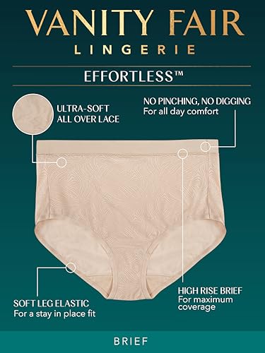 Image of Vanity Fair Women's Effortless Panties for Everyday Wear, Buttery Soft Fabric & Lace