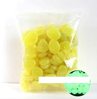 50 piezas/bolsa de piedras luminosas que brillan en la oscuridad, piedras luminosas calientes para jardín, caminos, patios, césped, jardín, piedras luminosas, 50 piezas, color amarillo