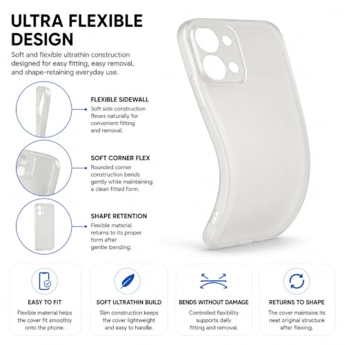 Image of FIRST MART Back Cover for Vivo T5x | Ultra-Thin Frosted Matte Semi-Transparent Silicone Case, Anti-Slip Grip, Precise Fit | White
