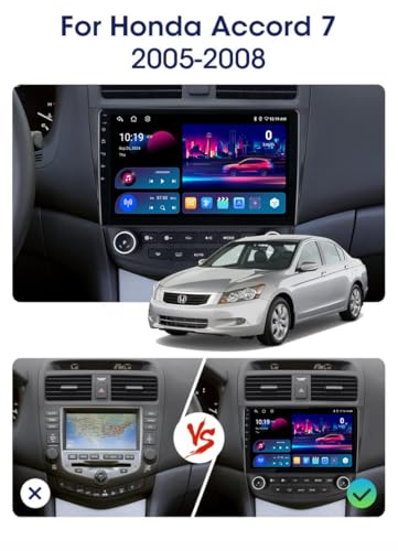 Navegación GPS para Honda Accord 7 con pantalla de 9 pulgadas Android 15 y cámara trasera 2