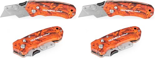 Olympia Tools Design Folding Utility Knife, Orange Camo (Pack of 2)