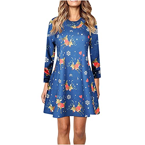 Weihnachtskleid Damen Sexy Lang Kleid Lange Ärmel Rundhals Weihnachten Kleider Kleid Herbst Damen Knielang Partykleid Abendkleider Ballkleider Cocktail Kleid Festliche Kleider Cover