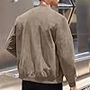 Mens Faux Suede Bomber Jacket, Solid Color Men's Zipper Jacket,Casual Retro Long Sleeve Cardigan Coat Men (Brown,3XL) #2