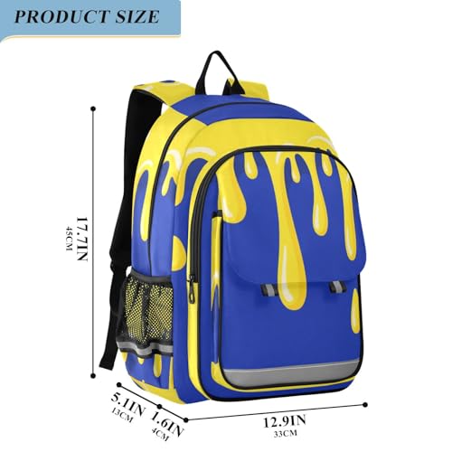backpack for kids 8-12 8-12： large capacity bookbag for 5th grade school boys girls in assorted colors - Asthetic Art Blue Yellow2