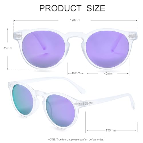 Image of JOVAKIT Vintage Kids Polarized Sunglasses for Girls Boys Age 2-9, Round Sun Glasses for Children UV400 Protection