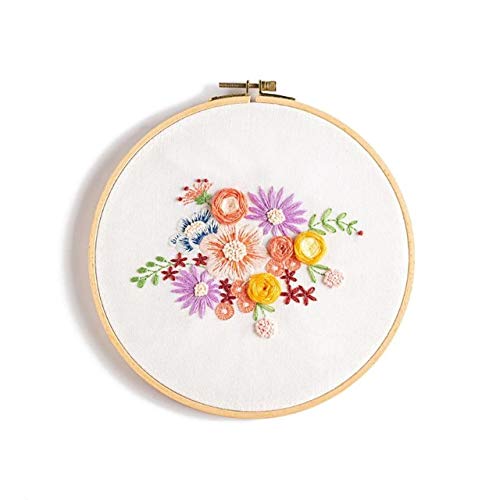 Flower Bouquet DIY Embroidery Kit Needlework with Hoop for Beginner Cross Stitch GXMA,Like pic