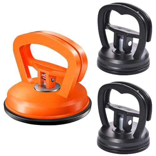 3 Pcs Car Dent Puller, Dent Removal Kit, Dent Remover Tool, Car Dent Puller Kit with Suction Cup, Glass, Screen, Tiles Lifting, Objects Moving, Car Dent Puller Kit (1 Large Orange + 2 Small Black)