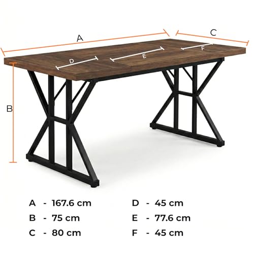 Image of Klaxon Foldable Dining Table [6] Seater with Metal Legs, Space-Saving Convertible Table, Engineered Wood, Home Dining Room (AW & Black, Kryo) (Asian Wal & Black)