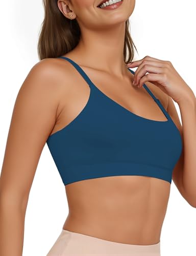 Image of Buauty Sports Bra for Women, U Neck Adjustable Spaghetti Strap Workout Bra with Removable Cups for Yoga Pilates Gym