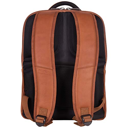 Mochila Kenneth Cole Reaction Manhattan de couro colombiano fina de 41 cm para laptop com controle r