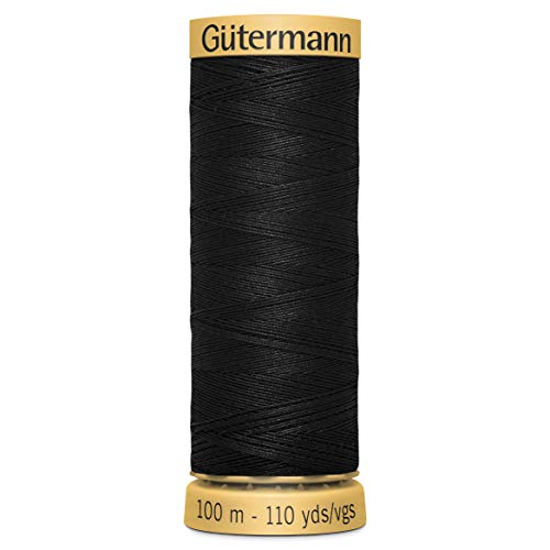 Gutermann 100% Natural Cotton Thread - 100m Wide Range of Colors (Black)