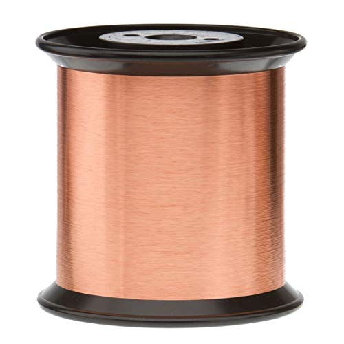 Magnet Wire, Heavy Build Enameled Copper Wire, 36 AWG, 5 lb, 61900' Length, 0.0060" Diameter, Natural