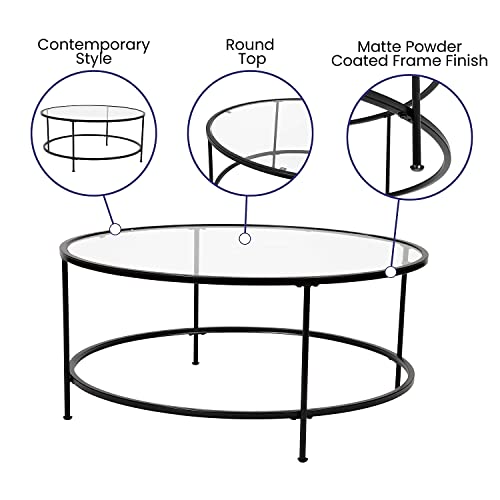 Table basse rectangulaire en verre transparent et piètement métal noir - 5