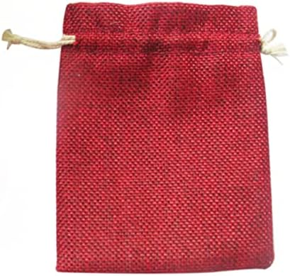 HIAKDOFT 10 Piece Red Burlap Drawstring Jewelry Pouches for Wedding Favors image 3