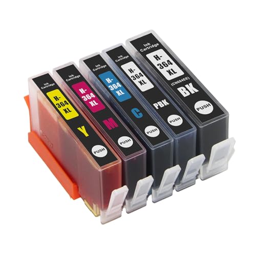 Go Inks Compatible 364XL Set of Ink Cartridges, Multipack Replacement for HP 364 XL, High Capacity Black, Photo, Black, Cyan