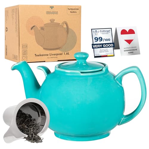 Set Teiera In Ghisa Con Infusore E 2 Tazze - Bollitore Asiatico Stile Foglia D'Acero, Smaltato, Per Tè SFuso, Regalo Elegante (Blu, 40oz)