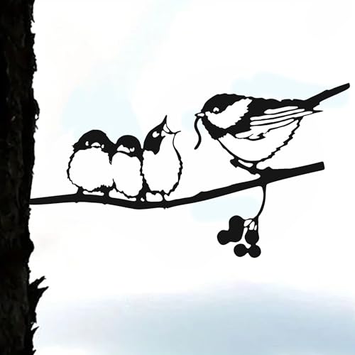 OHYER Rouillé Fonte Silhouettes Arbre Décoration de Jardin en Forme d'animal Accessoires décoratifs pour l'extérieur et la pelouse Protection Contre Les intempéries (Noir-Oiseau)