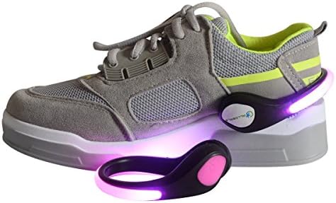 Alldeals Safety Colorful LED Flash Shoe Clip Lights, Good for Running, Cycling, Walking, Jogging, Horse Riding Skating Hiking & All Outdoor Sports BE SEEN & STAY SAFE (One Pair) Pink Color