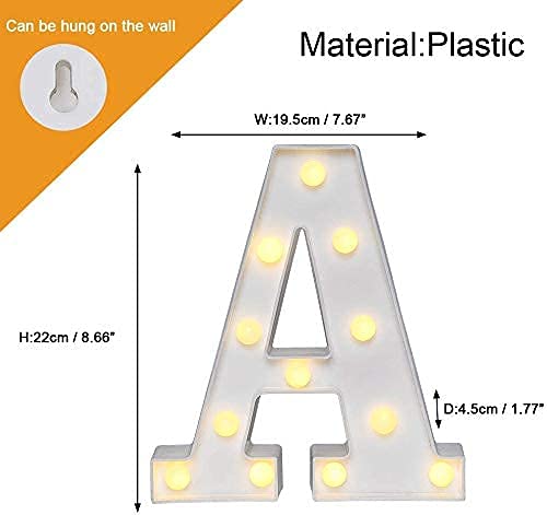 Image of Marquee A Alphabet Shaped LED Light Lamp for Decoration Decore Walls Hanging Birthday Party Wedding (A)