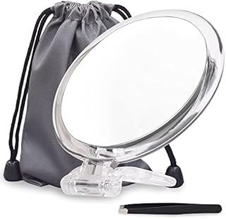 20X Magnifying Mirror, 6 Inch, Two Sided Hand Mirror, 20X/1X Magnification, Folding Makeup Mirror with Handheld/Stand, Use for Makeup Application, Tweezing, and Blackhead/Blemish Removal