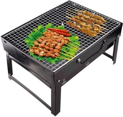 VIDISA Carbon Steel Folding Portable Outdoor Barbecue Charcoal BBQ Grill Oven | 44 X 29 X 23 CM | Black