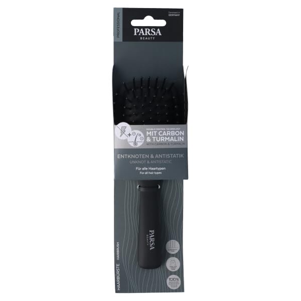 PARSA Beauty Professional Active Ingredient Carbon + Tourmaline Paddle Brush Small, Perfect Straightening Without Flying Hair