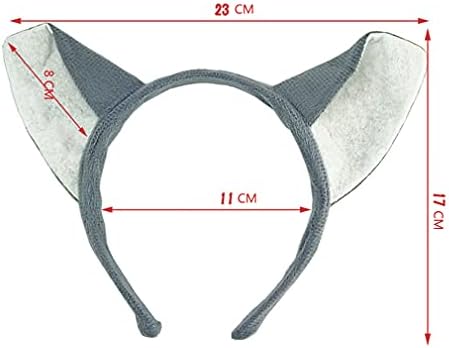 She's Shining Olifantenoren hoofdband vlinderdas staart set dier carnaval kerstfeest kostuum accessoire volwassenen - grijs