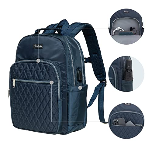 Kaukko Women Laptop Backpacks For 14" Notebook Casual Computer Bag Stylish Pattern Daypack For Work Travel Business 27Navy,11.8L #TOP6