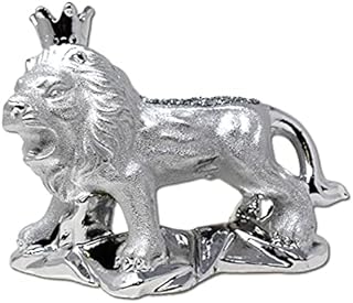 Lion Crushed Diamond Realistic Wild Animal Figures - Ceramic Animal Figurines Collectible Silver Sparkle Bling Ornaments Stutue Figure Decoration shelf sitter
